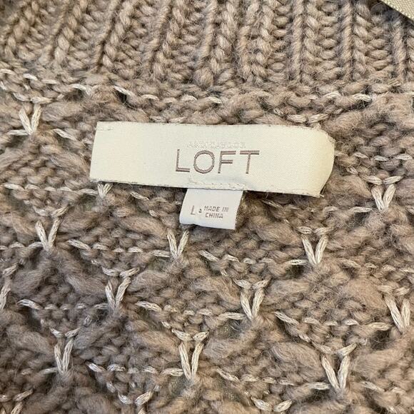 LOFT women's knit, collared cardigan sweater in brown. - Picture 6 of 6